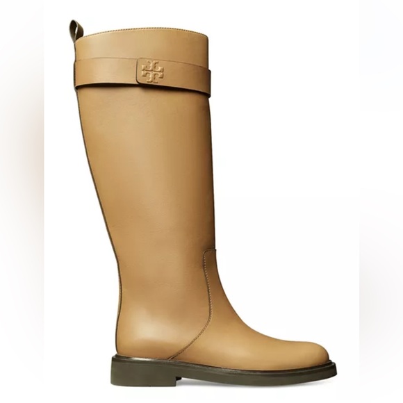 Tory Burch Women's Double T Leather Utility Tall Boots - Picture 2 of 3